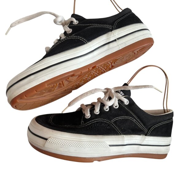 Vintage Converse sneakers black canvas suede US mens 11 embroidered logo low top - Picture 6 of 13